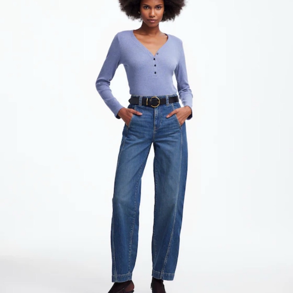 ✨SOLD✨ Madewell Women's Tall Tapered Denim Trouser Straight Leg Blue Jeans 23